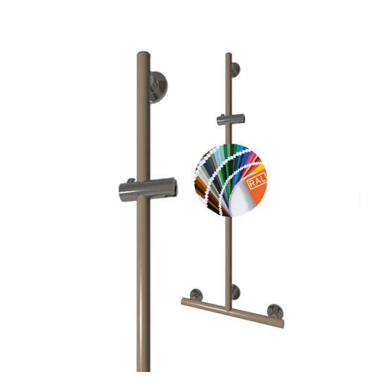 Pito-suihkukaide T-tukitangolla, Deluxe, INOX, RAL1019, L 50 x K 120 cm